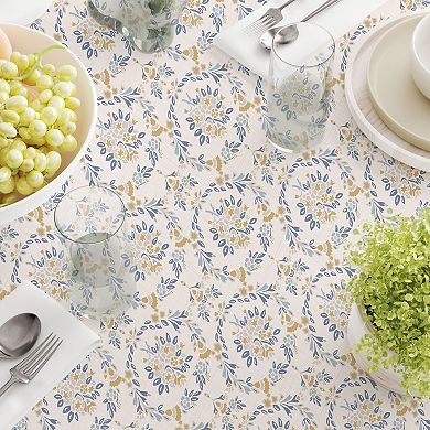 Round Tablecloth, 100% Cotton, 60 Round", Elegant Floral Circles