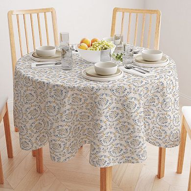 Round Tablecloth, 100% Cotton, 60 Round", Elegant Floral Circles