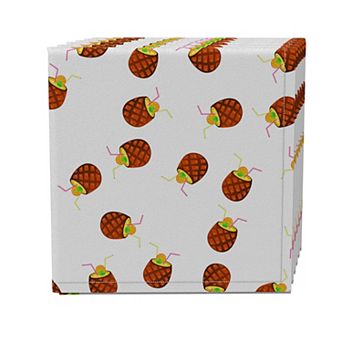 Napkin Set of 4, 100% Cotton, 20x20", Pineapple Drinks