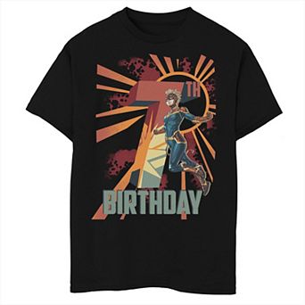 Boys Captain Marvel 7th Birthday Husky Graphic Tee