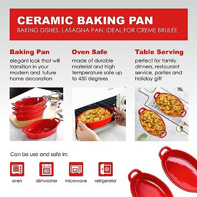 Porcelain Ceramic Deep Dish Au Gratin Pan With Dual Handles
