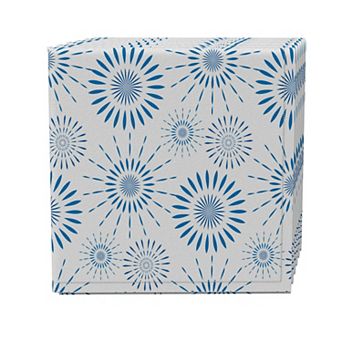 Napkin Set of 4, 100% Cotton, 20x20", Blue Fireworks Pattern