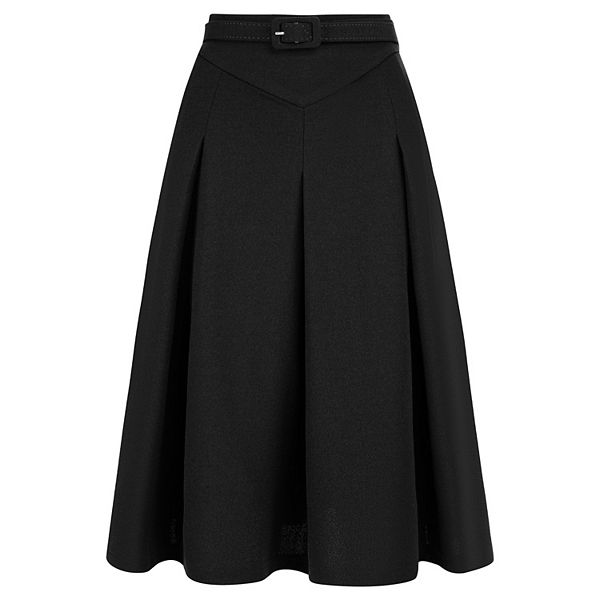 Women's Casual Belted Waist Pleated Skater Short Skirts