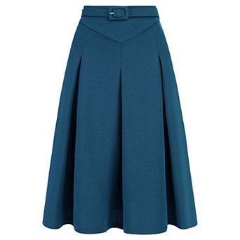 Women's Casual Belted Waist Pleated Skater Short Skirts