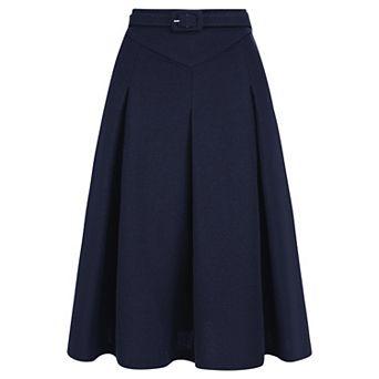 Women's Casual Belted Waist Pleated Skater Short Skirts