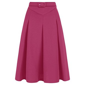 Women's Casual Belted Waist Pleated Skater Short Skirts