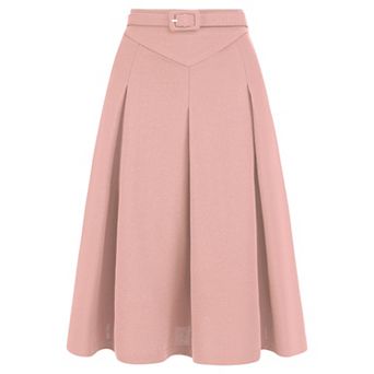 Women's Casual Belted Waist Pleated Skater Short Skirts