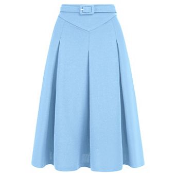 Women's Casual Belted Waist Pleated Skater Short Skirts