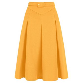 Women's Casual Belted Waist Pleated Skater Short Skirts