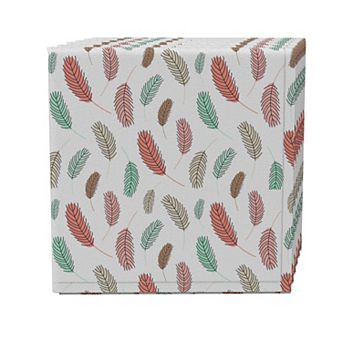 Napkin Set of 4, 100% Cotton, 20x20", Colorful Bird Feathers