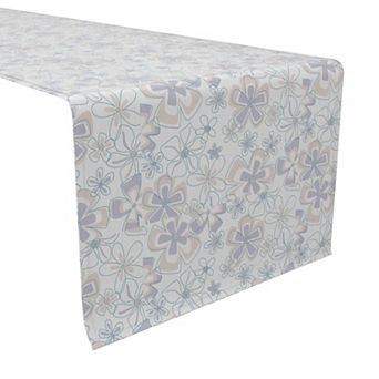 Table Runner, 100% Cotton, 16x90", Retro Fashion Floral