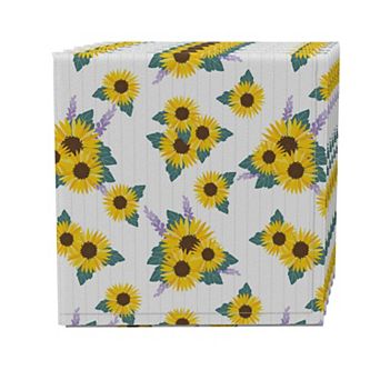 Napkin Set of 4, 100% Cotton, 20x20", Lavender Sunflower