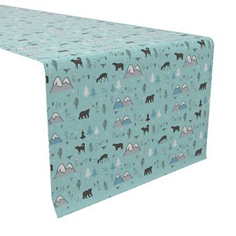 Table Runner, 100% Cotton, 16x90", Wild in Nature Blue