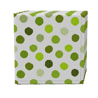 Napkin Set of 4, 100% Cotton, 20x20", Multi Green Polka Dots