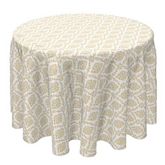 Round Tablecloth, 100% Cotton, 60 Round", Ornate Golden Damask