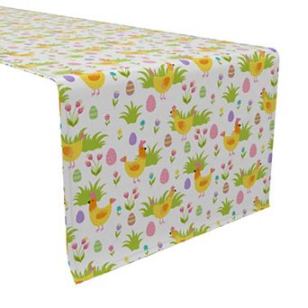 Table Runner, 100% Cotton, 16x108", Cute Springtime Easter