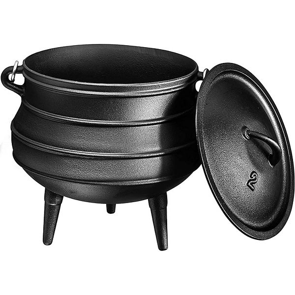 Cast Iron Potjie Pot With Lid And 3 Legs Premium Camping Cookware For Campfire And Fireplace Cooking 