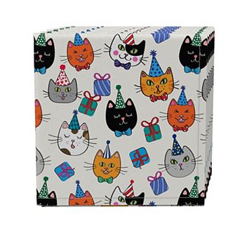 Napkin Set of 4, 100% Cotton, 20x20", Happy Birthday Cats