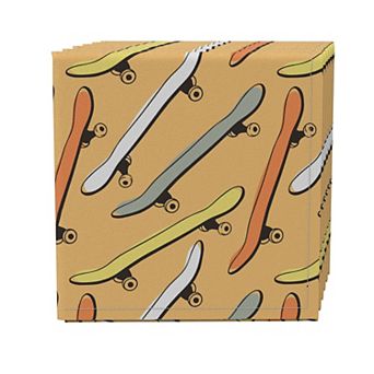 Napkin Set of 4, 100% Cotton, 20x20", Skateboard Graphics