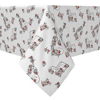 Square Tablecloth, 100% Cotton, 60x60", Floral Music