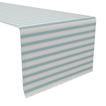 Table Runner, 100% Cotton, 16x72", Blue Horizontal Stripe