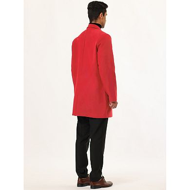 Men's Slim Fit Notched Lapel Single Breasted Mid Length Overcoat