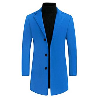 Men's Slim Fit Notched Lapel Single Breasted Mid Length Overcoat