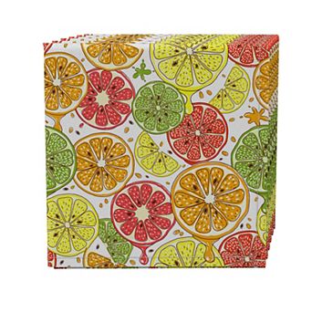 Napkin Set of 4, 100% Cotton, 20x20", Juicy Citrus Slices