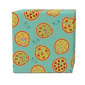 Napkin Set of 4, 100% Cotton, 20x20", Pizza Pie Design