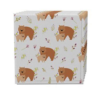 Napkin Set of 4, 100% Cotton, 20x20", Bear Hugs