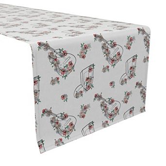 Table Runner, 100% Cotton, 16x108", Floral Music