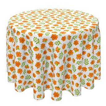 Round Tablecloth, 100% Cotton, 60 Round", Orange Marigolds