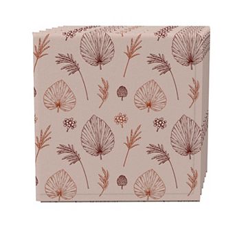 Napkin Set of 4, 100% Cotton, 20x20", Sketches of Leaves