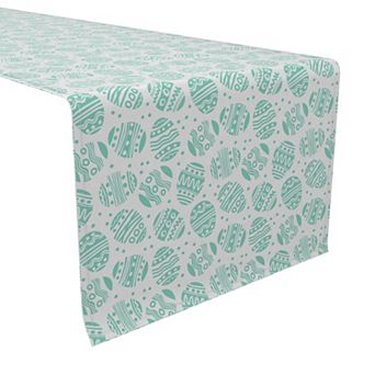 Table Runner, 100% Cotton, 16x72", Green Patterned Eggs