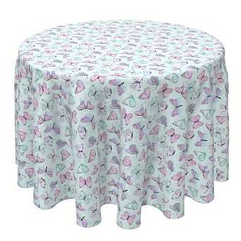 Round Tablecloth, 100% Cotton, 60 Round", Springtime Butterfly