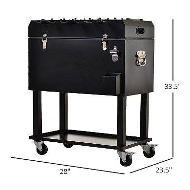 68qt Rolling Ice Chest Portable Patio Party Drink Cooler Cart, Foosball Top