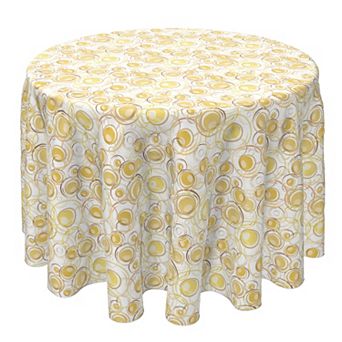 Round Tablecloth, 100% Cotton, 60 Round", Golden Dots