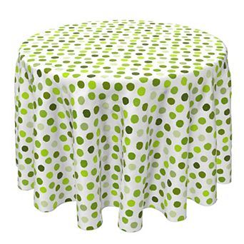 Round Tablecloth, 100% Cotton, 60 Round", Multi Green Polka Dots