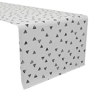 Table Runner, 100% Cotton, 16x90", Stamped Geometric Triangles