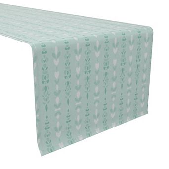 Table Runner, 100% Cotton, 16x108", Green Monochromatic Design