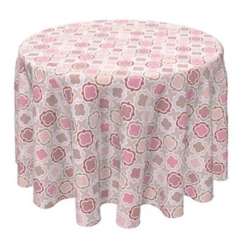 Round Tablecloth, 100% Cotton, 60 Round", Pink Geometric Tiles