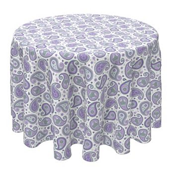 Round Tablecloth, 100% Cotton, 60 Round", Purple and Green Paisley