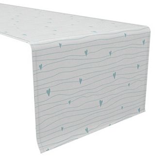 Table Runner, 100% Cotton, 16x90", Blue Hearts and Stripes
