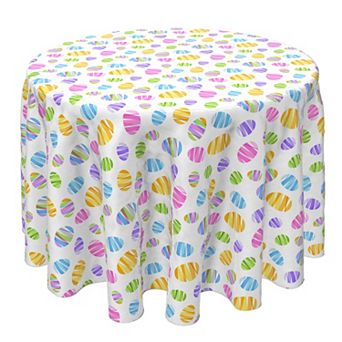 Round Tablecloth, 100% Cotton, 60 Round", Ribbon Easter Eggs