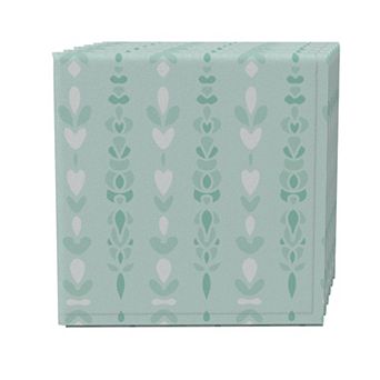 Napkin Set of 4, 100% Cotton, 20x20", Green Monochromatic Design