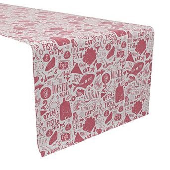Table Runner, 100% Cotton, 16x72", Seafood Market
