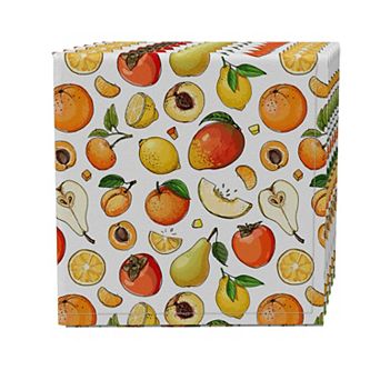 Napkin Set of 4, 100% Cotton, 20x20", All Kinds of Fruits