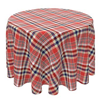Round Tablecloth, 100% Cotton, 60 Round", Plaid 15
