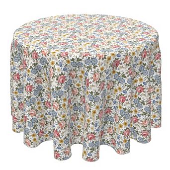 Round Tablecloth, 100% Cotton, 60 Round", Beautiful Vintage Flowers