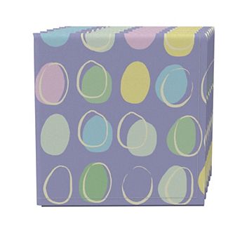 Napkin Set of 4, 100% Cotton, 20x20", Easter Dots Doodle Design